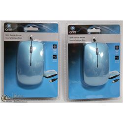 CASE OF 2 NEW BLUE ONN SLIM OPTICAL MICE