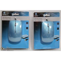 CASE OF 2 NEW BLUE ONN SLIM OPTICAL MICE