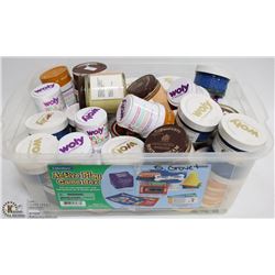 BIN OF WOLY SHOE POLISH PRODUCTS, 50 ASSORTED