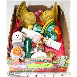 BOX OF COLLECTABLE VINTAGE SALT AND PEPPER SHAKERS