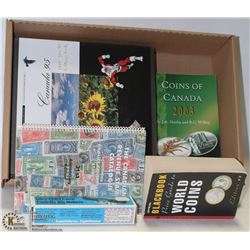 FLAT OF STAMP AND COIN SUPPLIES, CATALOGUES, 1995