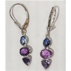 #26-14K WHITE GOLD FANCY COLOUR SAPPHIRE EARRINGS