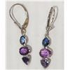 Image 1 : #26-14K WHITE GOLD FANCY COLOUR SAPPHIRE EARRINGS
