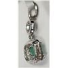 Image 2 : #28-14K WHITE GOLD EMERALD & DIAMOND PENDANT