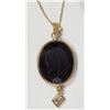 Image 1 : #32-14K Y.GOLD GARNET & DIAMOND PENDANT NECKLACE
