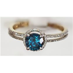 #33-14K YELLOW GOLD BLUE DIAMOND RING