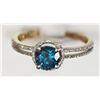 Image 1 : #33-14K YELLOW GOLD BLUE DIAMOND RING