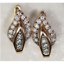 #37-14K ROSE GOLD CZ LEAF STYLE EARRINGS