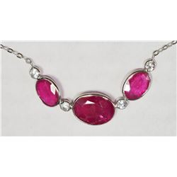 #39-14K WHITE GOLD RUBY & WHITE SAPPHIRE NECKLACE