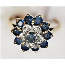 #43-10K YELLOW-WHITE GOLD SAPPHIRE & DIAMOND RING