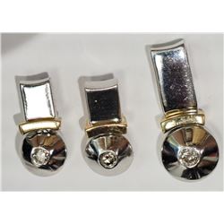 #45-14K Y&W GOLD DIAMOND EARRINGS & PENDANT SET