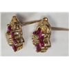 Image 2 : #46-14K Y.GOLD RUBY MOONSTONE & DIAMOND EARRINGS