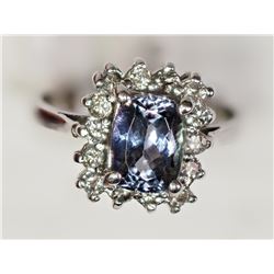 #48-14K WHITE GOLD TANZANITE & DIAMOND RING
