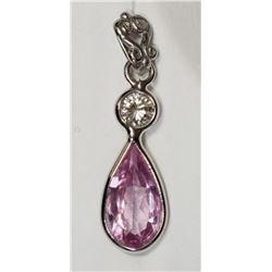 #49-14K W.GOLD SPINEL & DIAMOND PENDANT NECKLACE