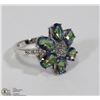 Image 1 : 925 SILVER LADIES GEMSTONE FLOWER DESIGN RING SZ 7