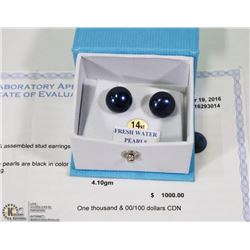 PAIR STAMPED 14KT FRESH WATER PEARL EARRINGS