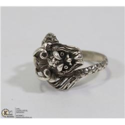 STERLING SILVER DRAGONS HEAD RING SIZE 6.5