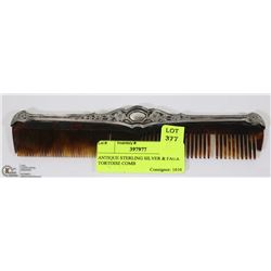ANTIQUE STERLING SILVER & FAUX TORTOISE COMB