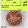 Image 1 : ONE OUNCE OF .999 FINE COPPER USA EAGLE