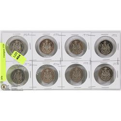 (8) CDN 50 CENT PIECES 1969 THRU 1976