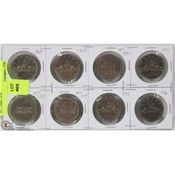 (8) CDN DOLLAR COINS 1968, 1969, 1971 THRU 1976