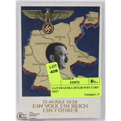 NAZI SWASTIKA HITLER POST CARD MINT