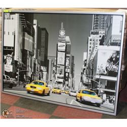 BLACK & WHITE W/ YELLO ACCENTS FRAMED PICTURE