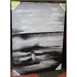 BLACK & WHITE ABSTRACT PRINT ON CANVAS 40.5X30