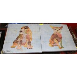 PAIR OF CANVAS DOG PRINTS - MADE OF MAPS 24X24