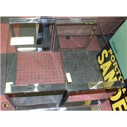 PAIR OF SHOWHOME TEMPERED GLASS AND STEEL END