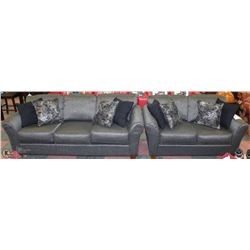 NEW 1140 GREY FABRIC SOFA WITH LOVESEAT