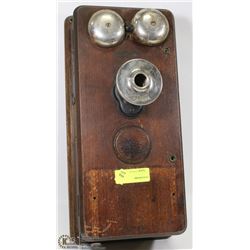 ANTIQUE OAK WALL PHONE CASING