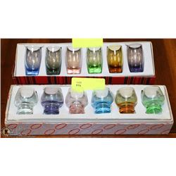 TWO ESTATE SETS OF 6 COLOURISED SHOT GLASSES