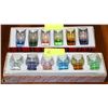 Image 1 : TWO ESTATE SETS OF 6 COLOURISED SHOT GLASSES