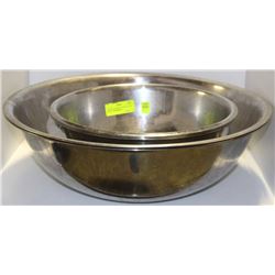 LOT OF 5 S/S MIXING BOWLS, TWO ARE 19" DIAMETER &