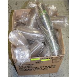 LOT OF 450 -12OZ CLEAR CUPS WITH LIDS