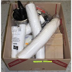 BOX OF CUPS AND TONGS