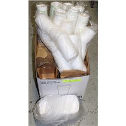 LOT OF 360 20OZ PAPER CUPS W/ LIDS, PAPER BAGS AND