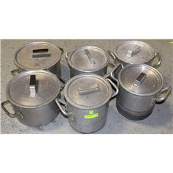 6 POTS WITH LIDS