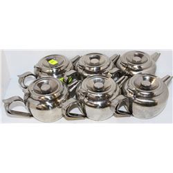 LOT OF 6 S/S TEA POTS