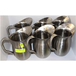 LOT OF 6 S/S 8 QUART PITCHERS