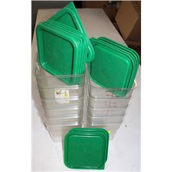 LOT OF ELEVEN 4 QUART PLASTIC CONTAINERS W/ LIDS