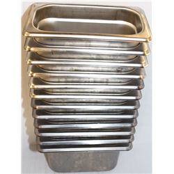 LOT OF 12 DEEP 1/9 SIZE STAINLESS STEEL INSERTS