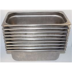 LOT OF 9 SHALLOW 1/3 SIZE STAINLESS STEEL INSERTS