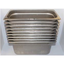 LOT OF 9 DEEP 1/3 SIZE STAINLESS STEEL INSERTS