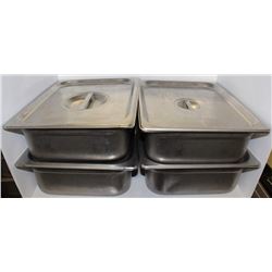 LOT OF 4 SHALLOW 1/2 SIZE STAINLESS STEEL INSERTS