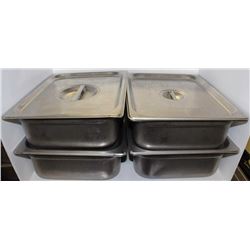 LOT OF 4 SHALLOW 1/2 SIZE STAINLESS STEEL INSERTS