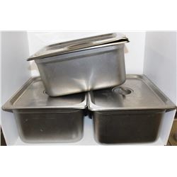 LOT OF 3 DEEP 1/2 SIZE STAINLESS STEEL INSERTS W/