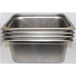 LOT OF 4 DEEP 1/2 SIZE STAINLESS STEEL INSERTS