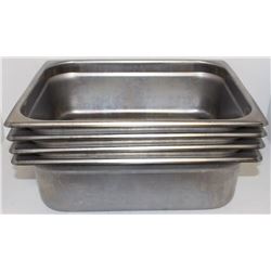 LOT OF 4 SHALLOW 1/2 SIZE STAINLESS STEEL INSERTS